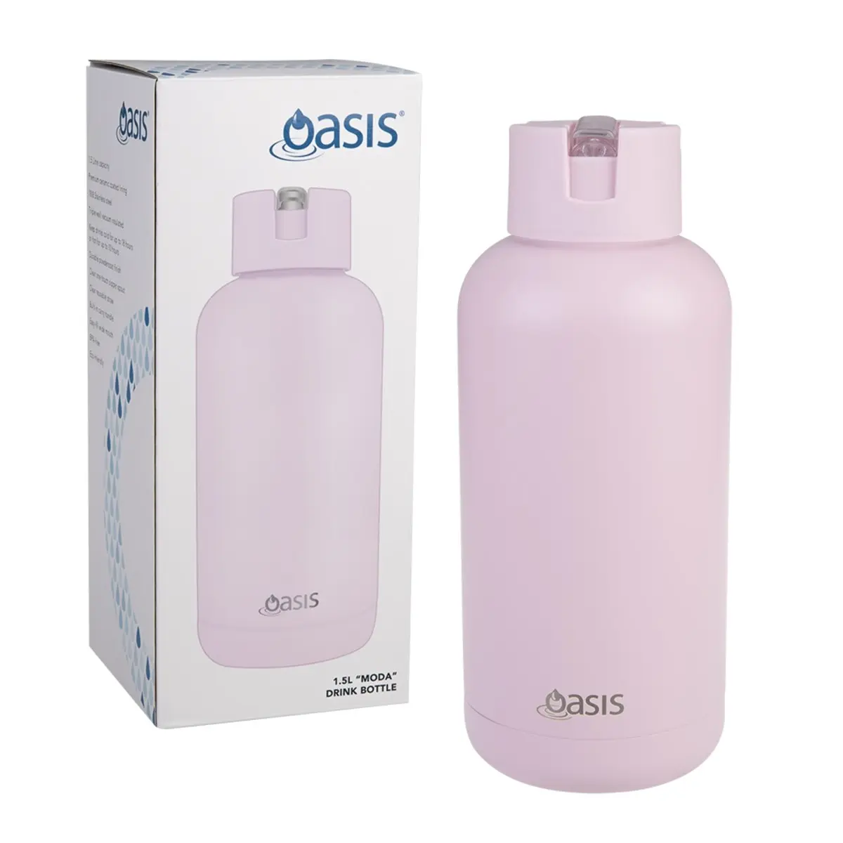 Oasis Moda Ceramic Lined Stainless Steel Triple Wall Drink Bottle 1.5l