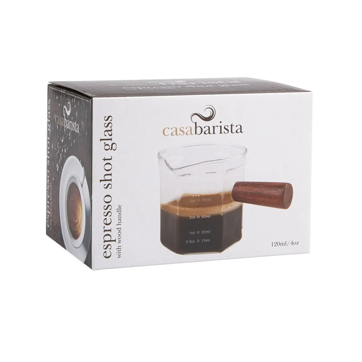 Casabarista Espresso Shot Glass With Wood Handle 120ml/4oz