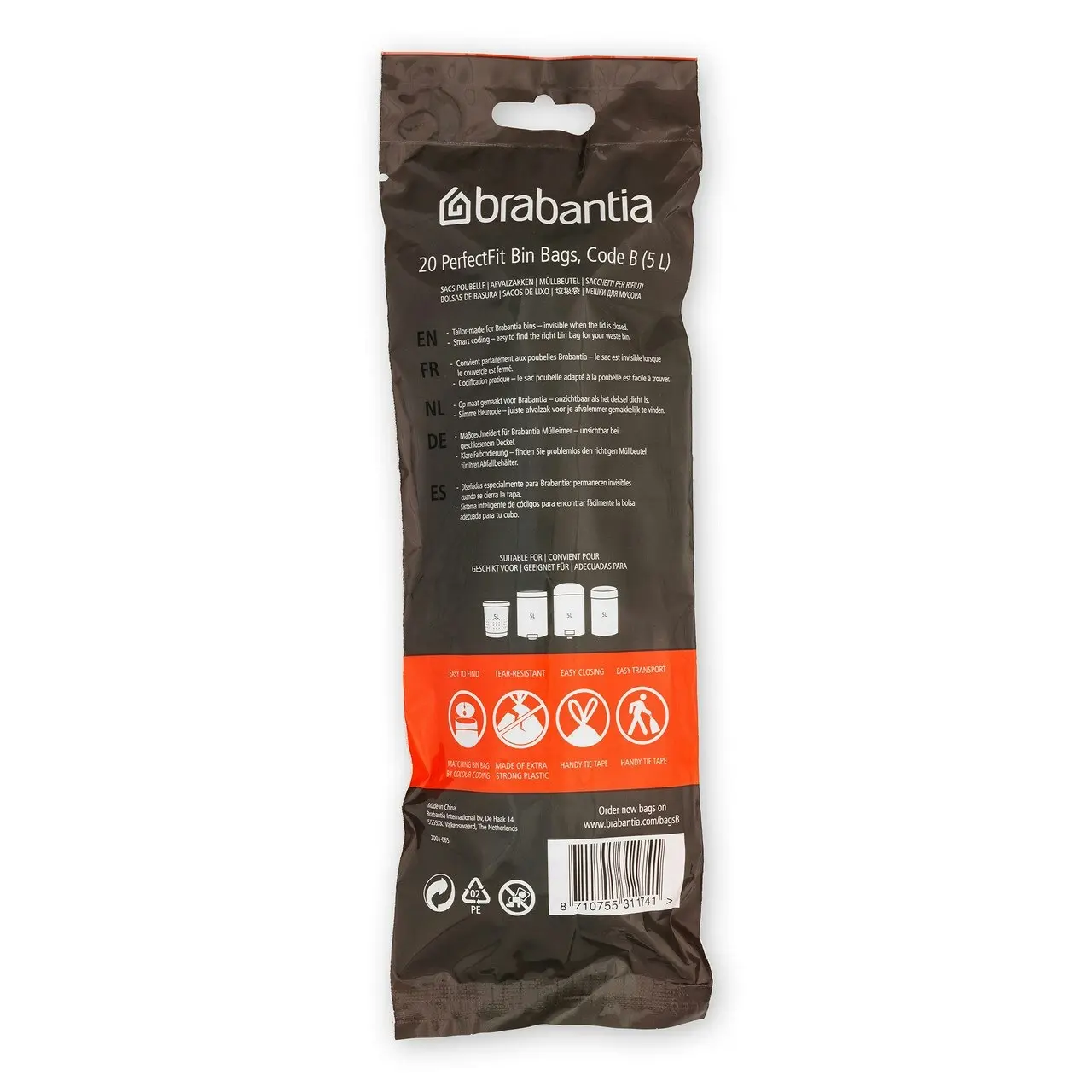 Brabantia Bin Liners   Code B   5 Litre   20 Waste Bags