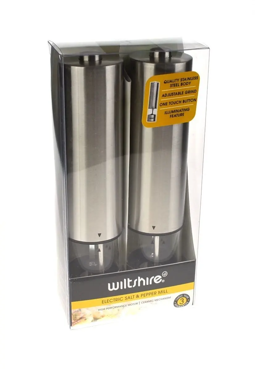 Wiltshire Stainless Steel Electric Salt Pepper Mill Set