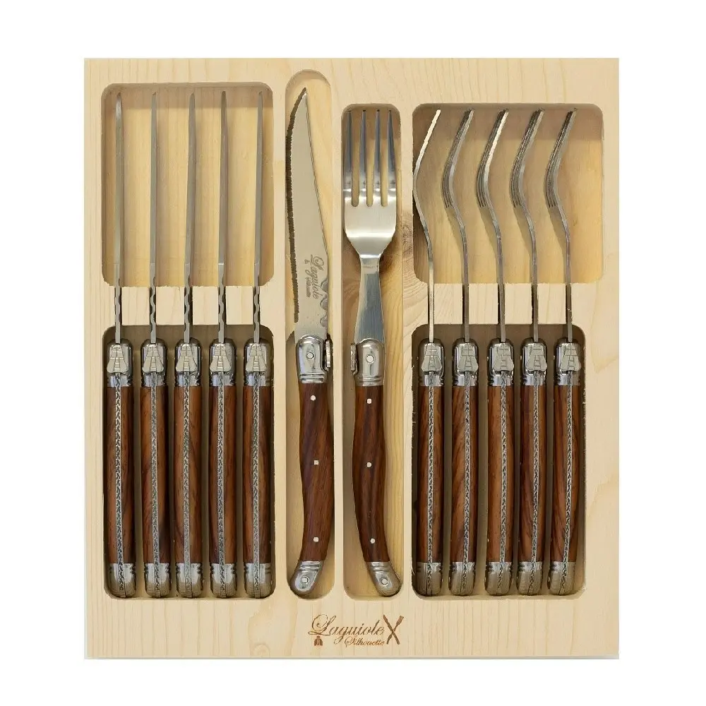 Laguiole Silhouette 12 Piece Stainless Steel Steak Knife And Fork Set