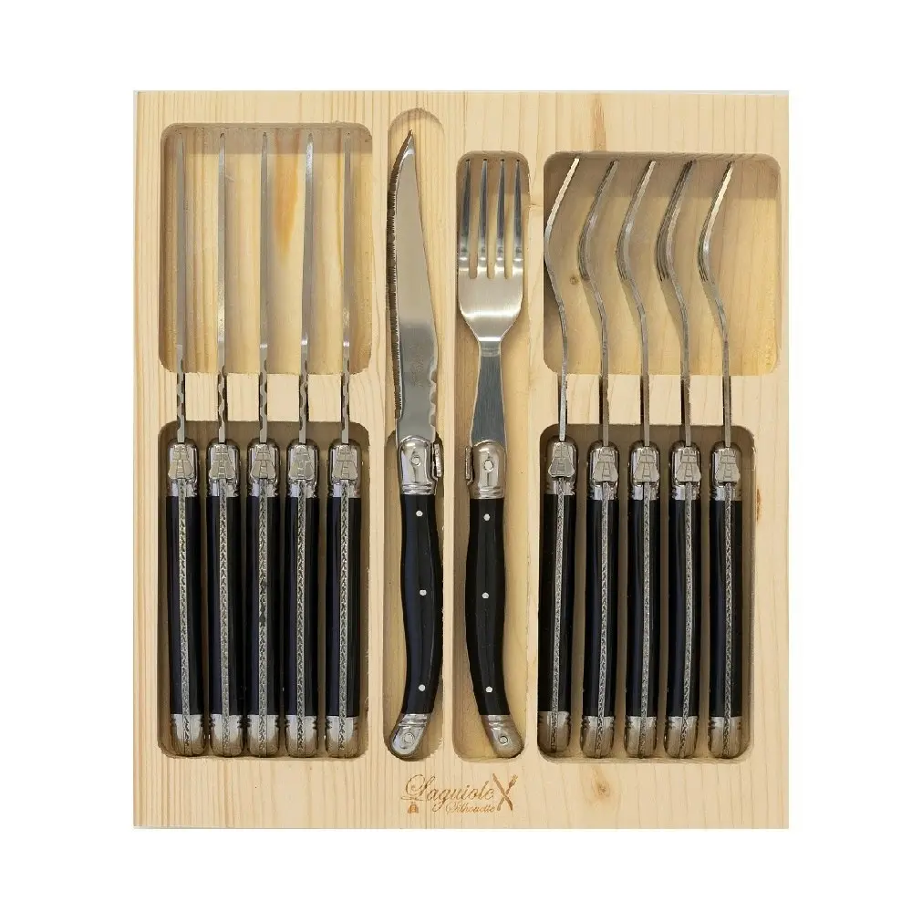 Laguiole Silhouette 12 Piece Stainless Steel Steak Knife And Fork Set