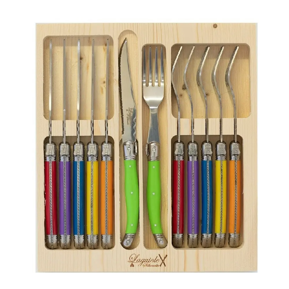 Laguiole Silhouette 12 Piece Stainless Steel Steak Knife And Fork Set