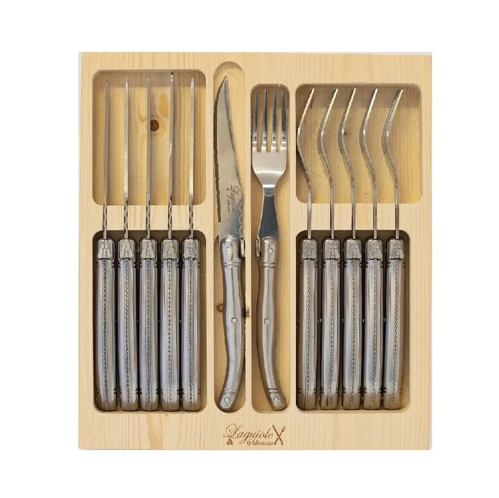 Laguiole Silhouette 12 Piece Stainless Steel Steak Knife And Fork Set