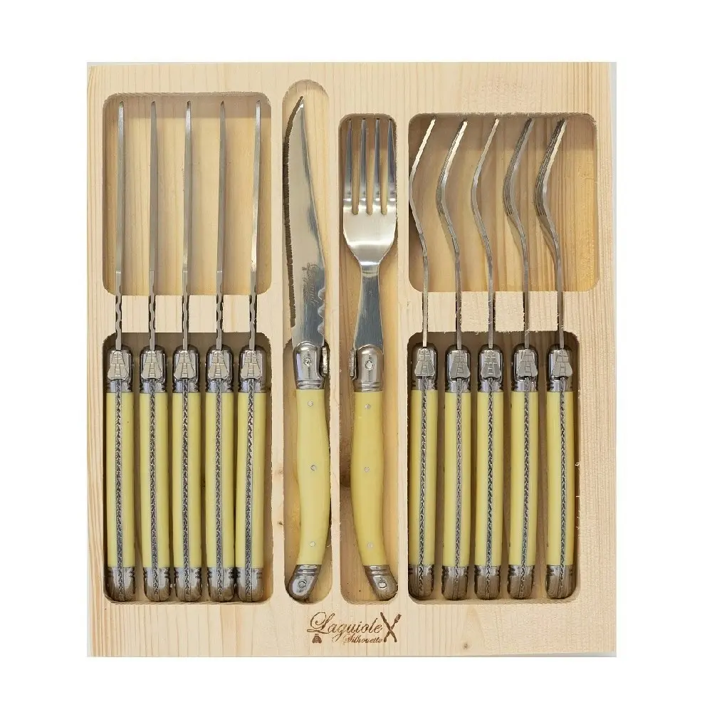 Laguiole Silhouette 12 Piece Stainless Steel Steak Knife And Fork Set