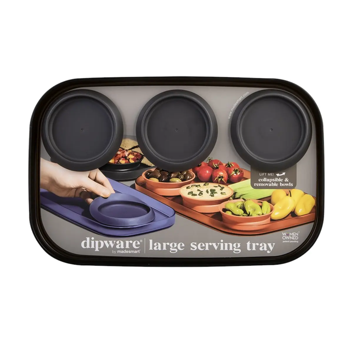 Madesmart Large Serving Tray With 3 Bowls 39 X 25cm