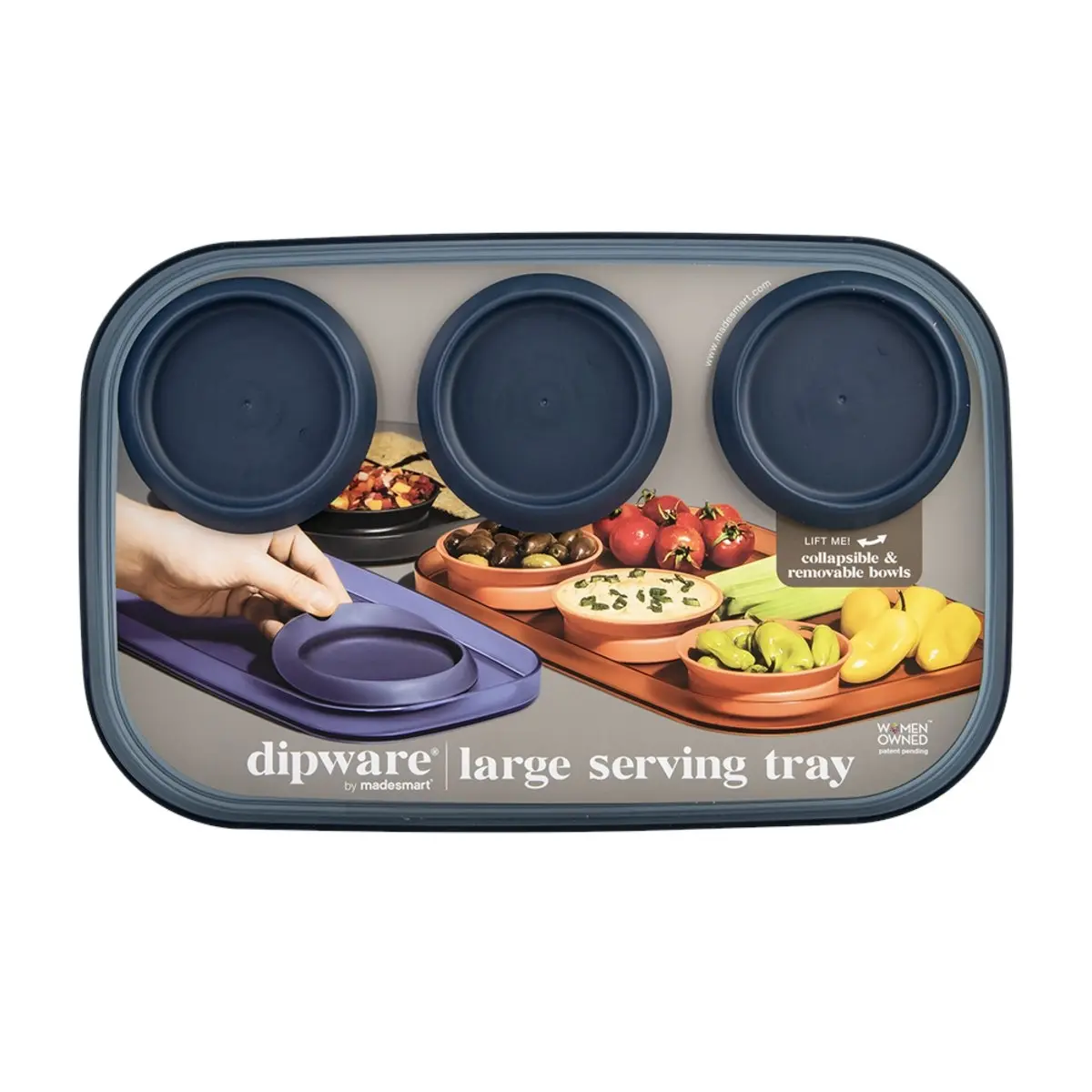 Madesmart Large Serving Tray With 3 Bowls 39 X 25cm