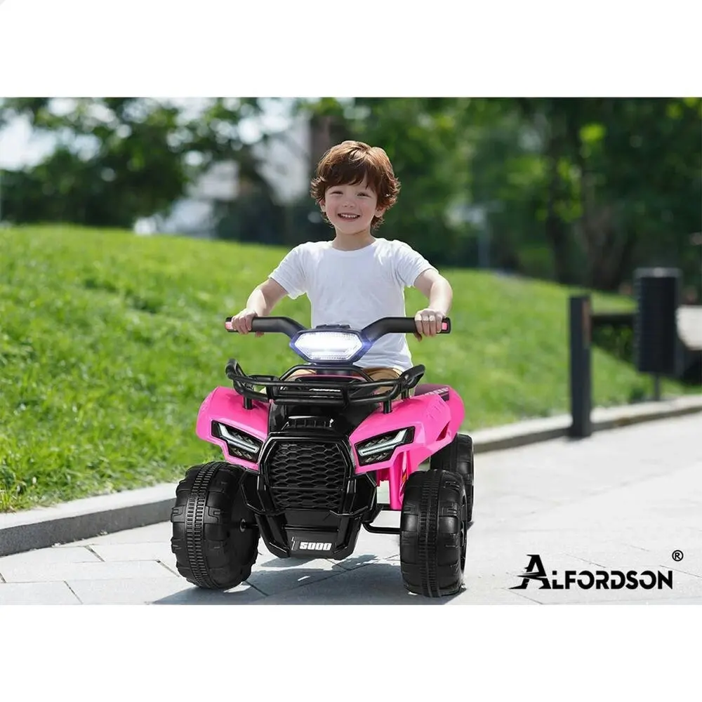 Alfordson Ride On Car Kids Electric ATV Toy With LED Lights Pink