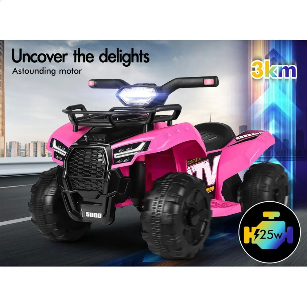 Alfordson Ride On Car Kids Electric ATV Toy With LED Lights Pink