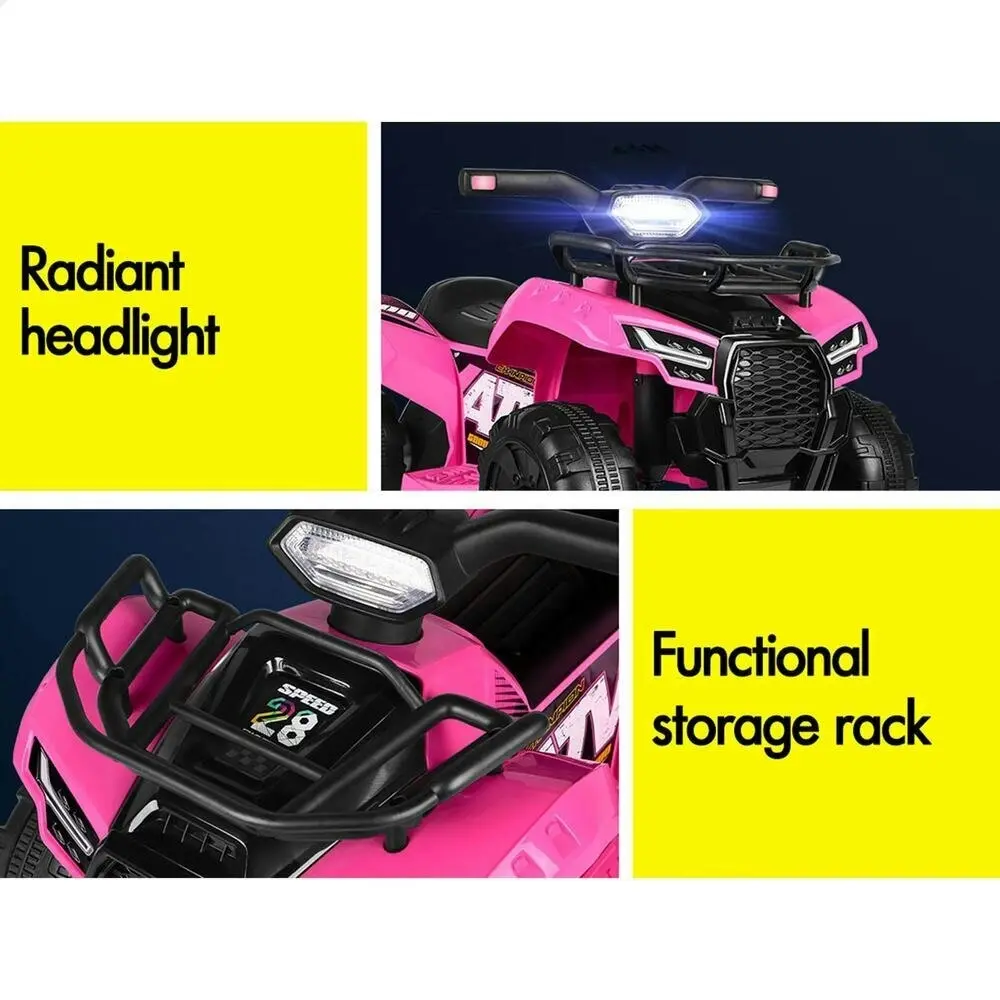 Alfordson Ride On Car Kids Electric ATV Toy With LED Lights Pink