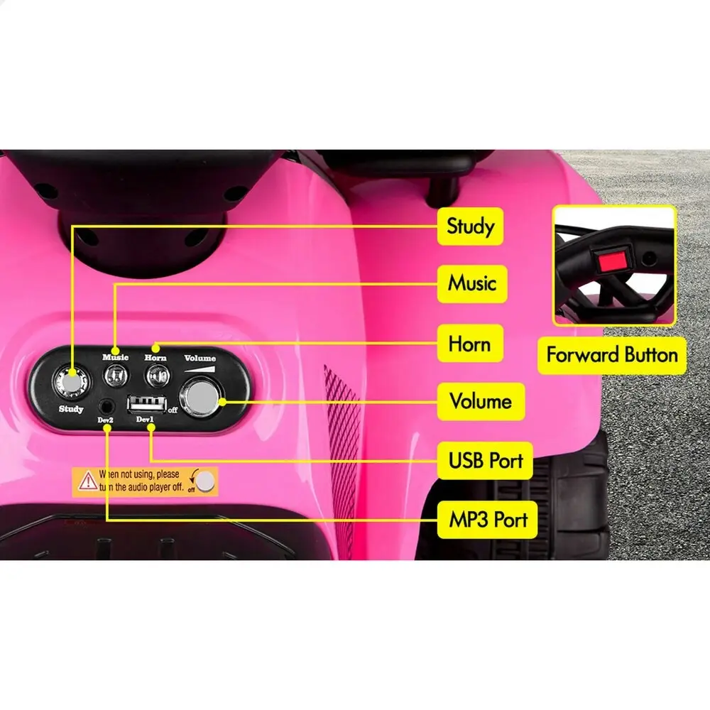 Alfordson Ride On Car Kids Electric ATV Toy With LED Lights Pink