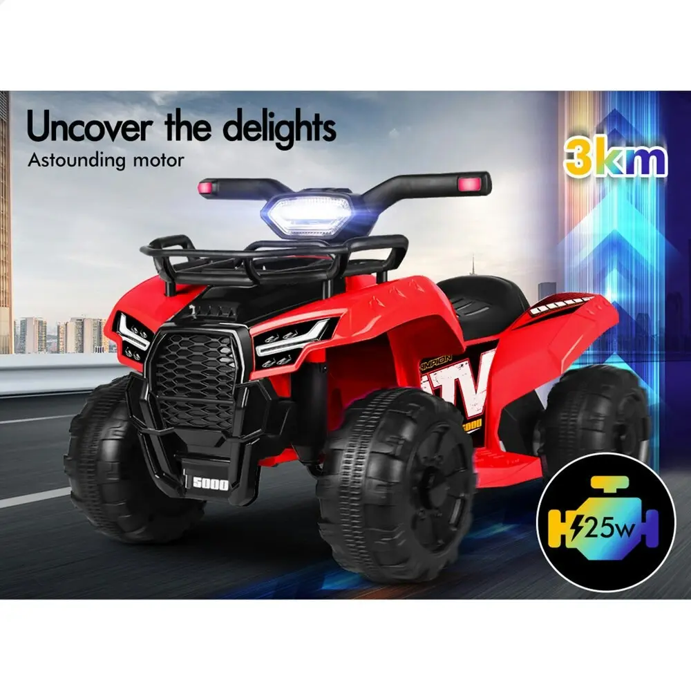 Alfordson Ride On Car Kids Electric ATV Toy With LED Lights Red