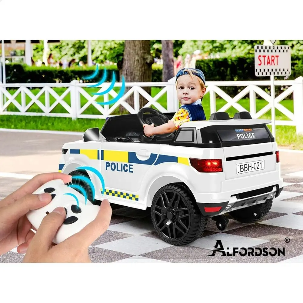 Alfordson Ride On Car Kids Police 12V Electric Toy White