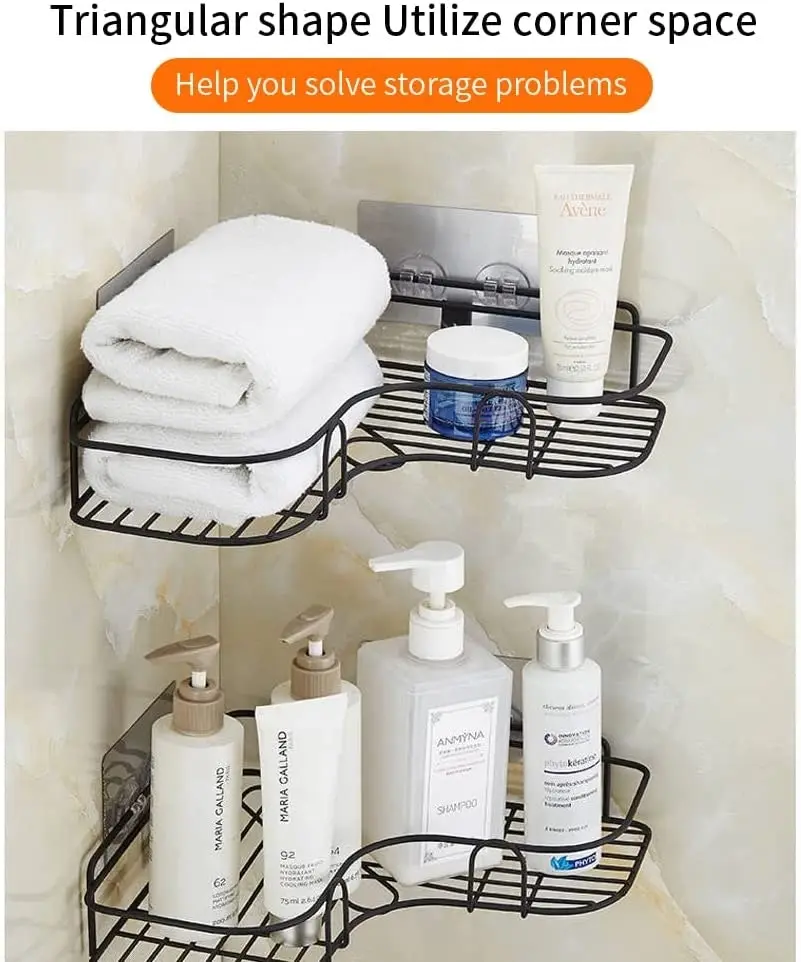 Corner Shower Caddy Shelf Rack Storage with 2 hooks