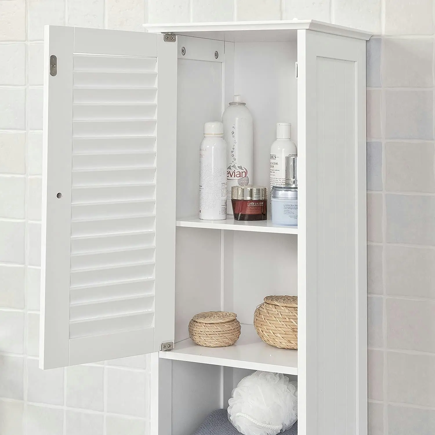 Freestanding Tall Bathroom Cabinet 170 x 32 x 30 cm (White)