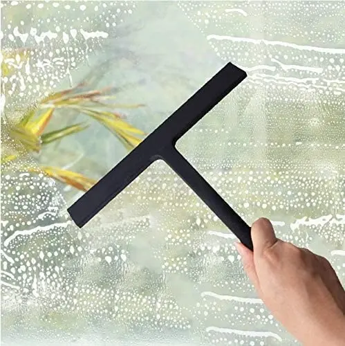 Shower Squeegee Glass Wiper Scraper Cleaner with Silicone Blade with Hook