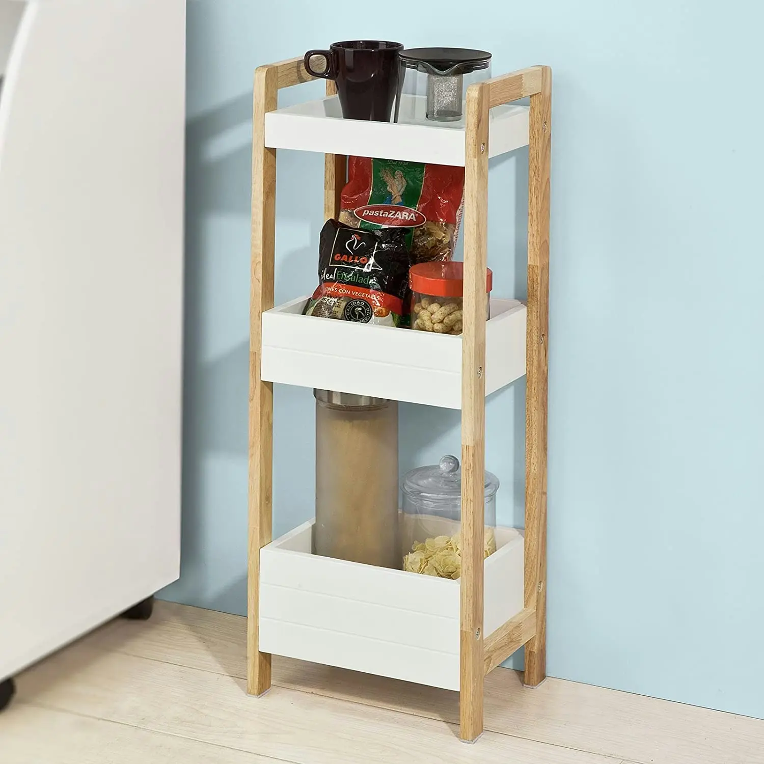 VIKUS 3-Tier White Storage Bathroom Shelf