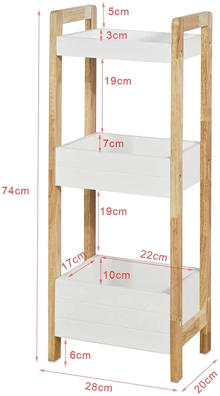 VIKUS 3-Tier White Storage Bathroom Shelf