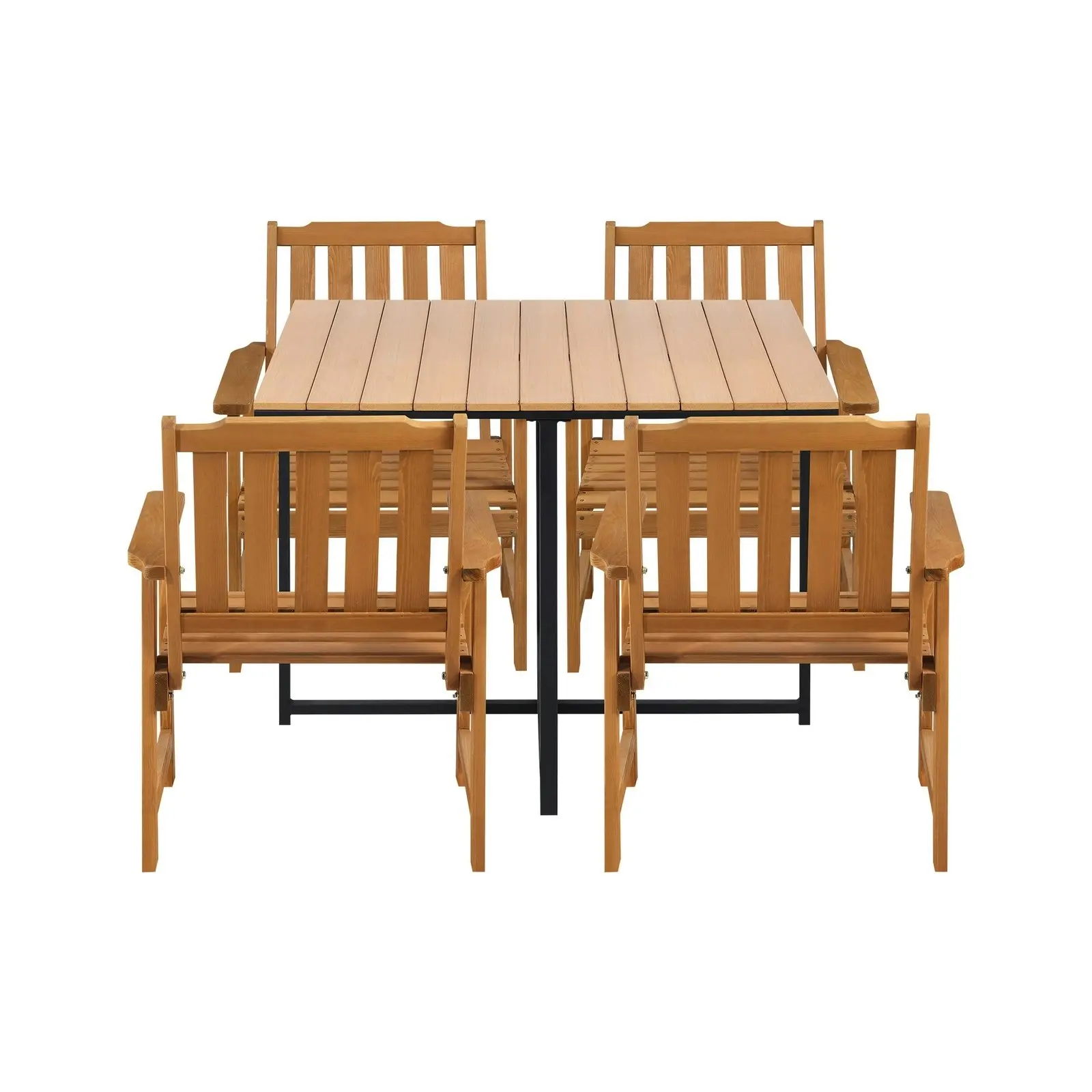 Livsip 4 Seater Outdoor Dining Set Furniture Table & Wood Chairs Patio Setting