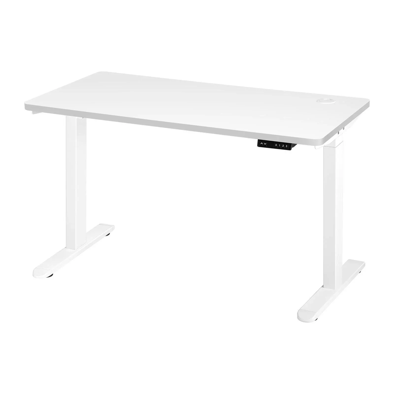 Oikiture 150cm Electric Standing Desk Dual Motor White Frame White Desktop