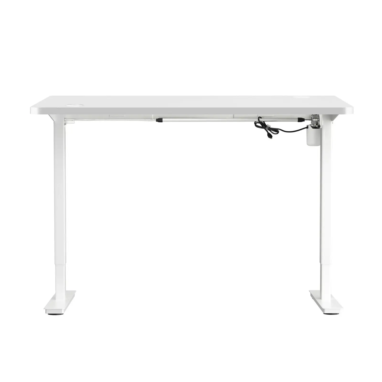 Oikiture 150CM Electric Standing Desk Single Motor White Frame White Desktop