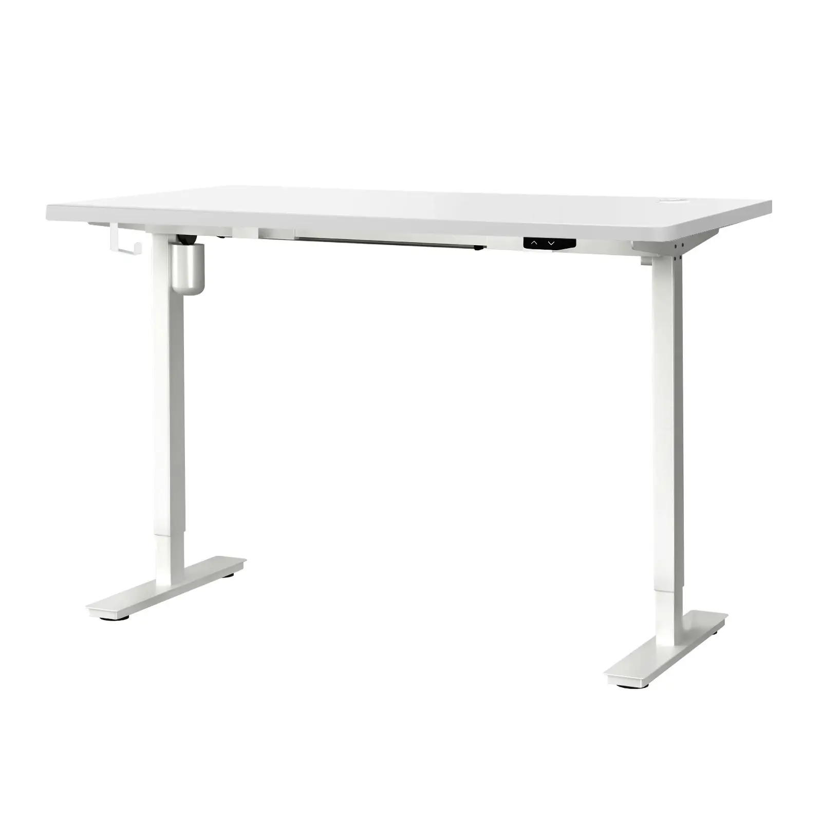 Oikiture 150CM Electric Standing Desk Single Motor White Frame White Desktop