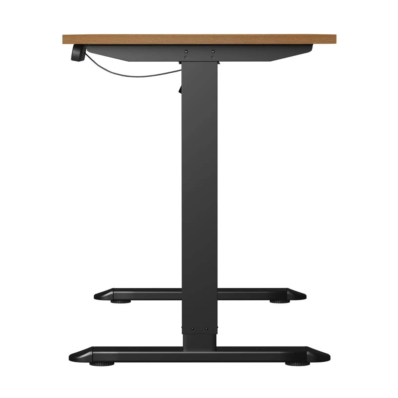 Oikiture 120CM Electric Standing Desk Single Motor Black Frame OAK Tabletop