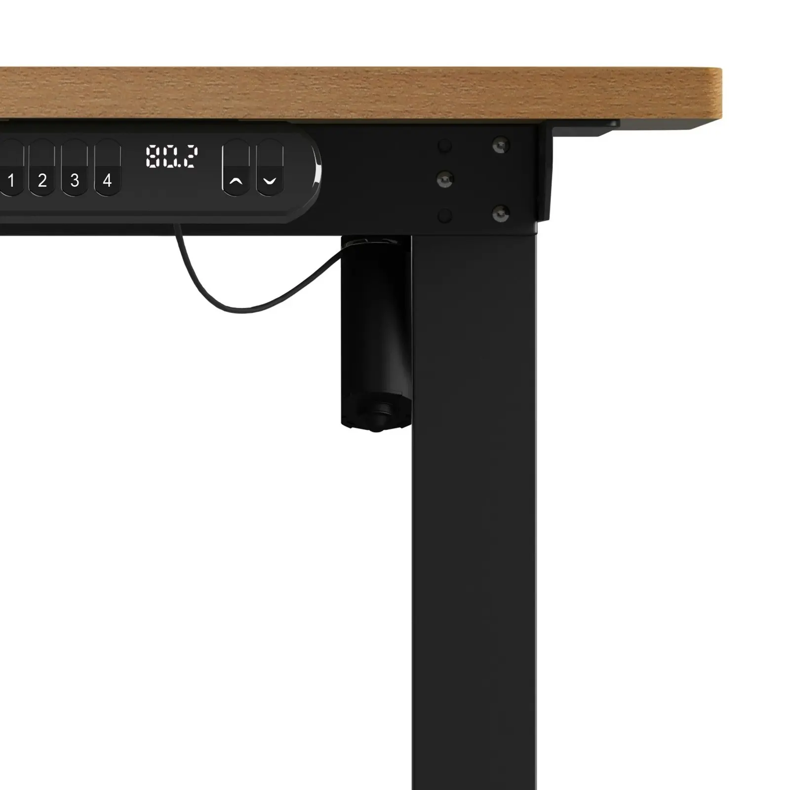 Oikiture 120CM Electric Standing Desk Single Motor Black Frame OAK Tabletop