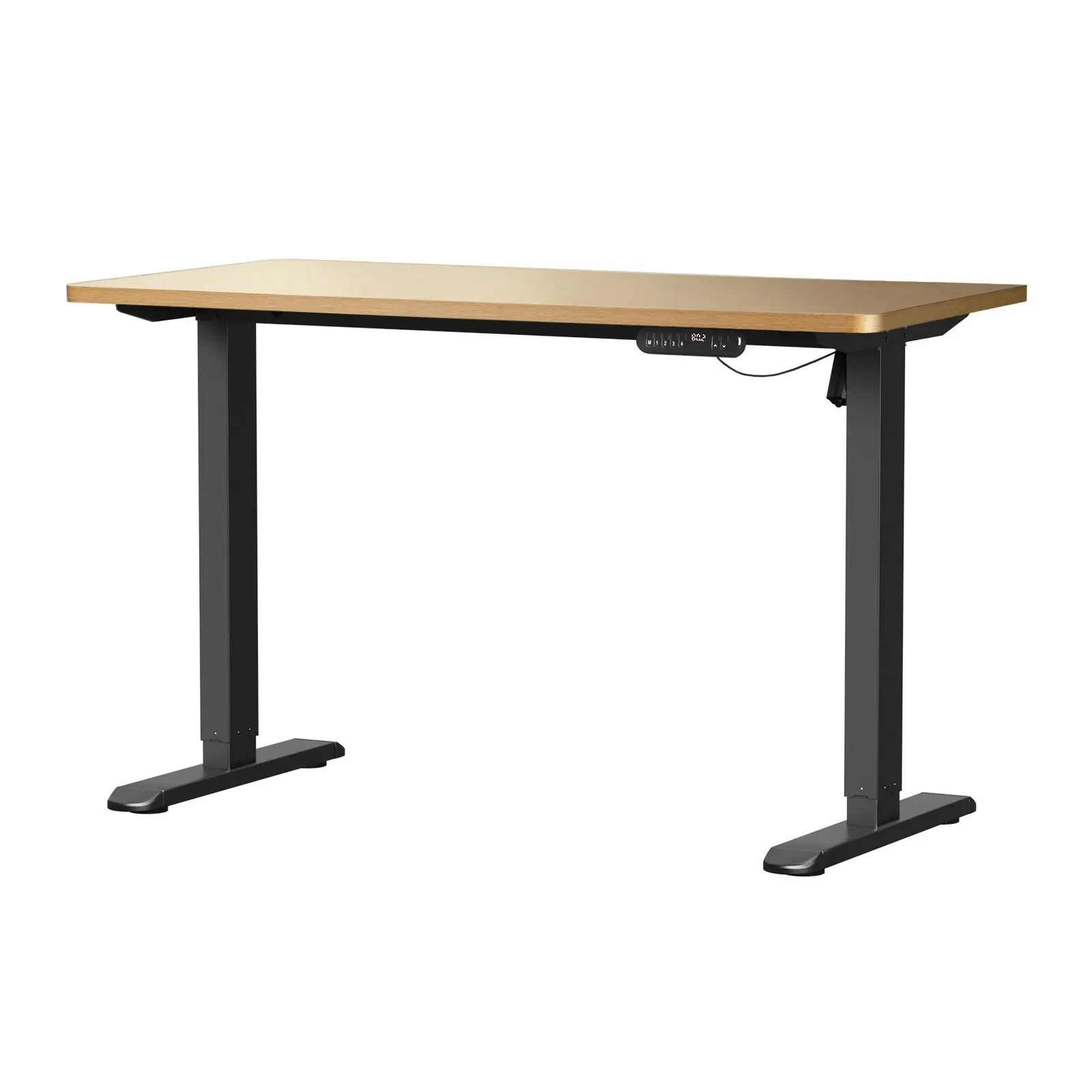 Oikiture 120CM Electric Standing Desk Single Motor Black Frame OAK Tabletop