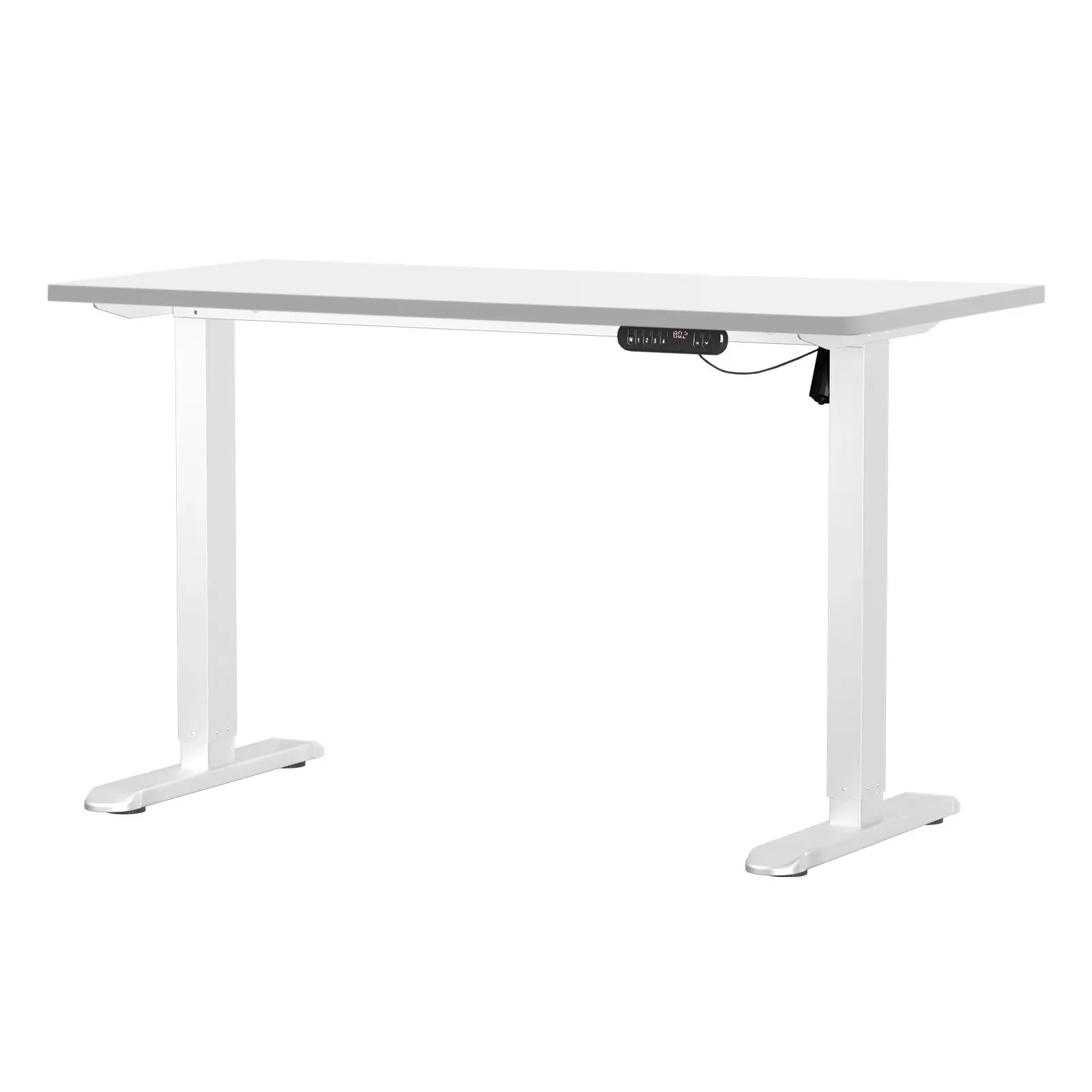 Oikiture 120CM Electric Standing Desk Single Motor White Frame White Tabletop