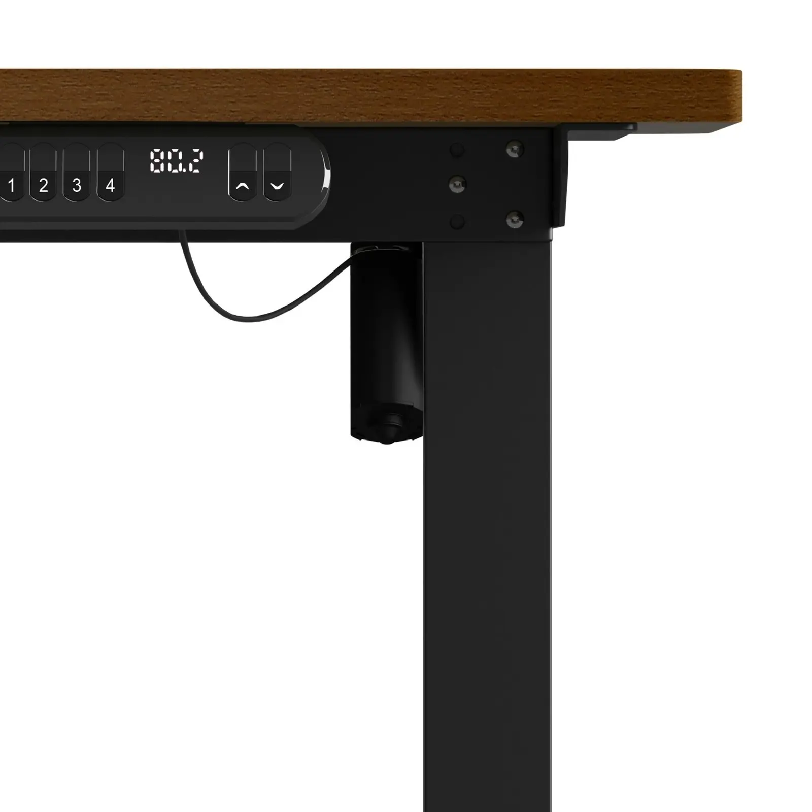 Oikiture 120CM Electric Standing Desk Single Motor Black Frame Walnut Tabletop