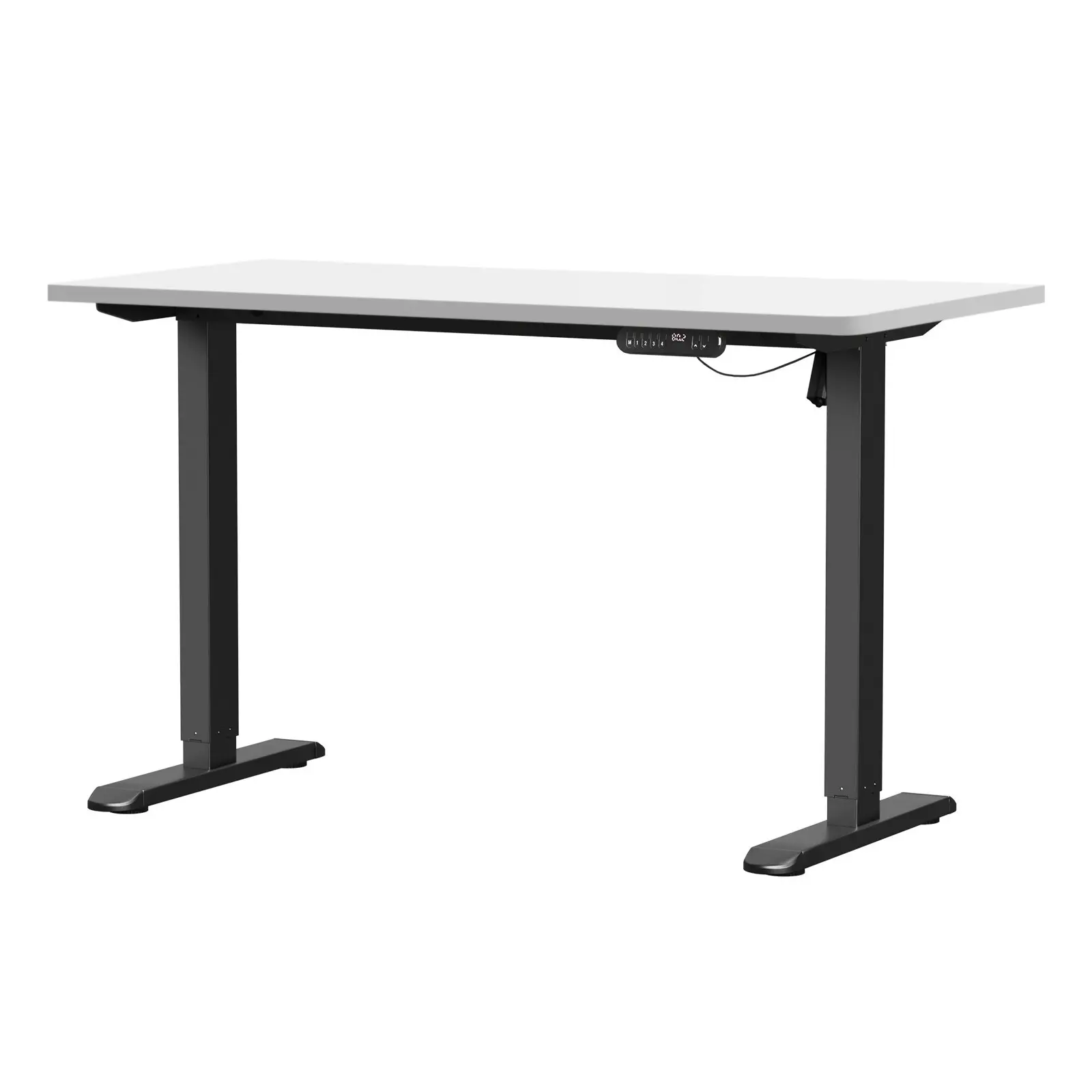 Oikiture 120CM Electric Standing Desk Single Motor Black Frame White Tabletop