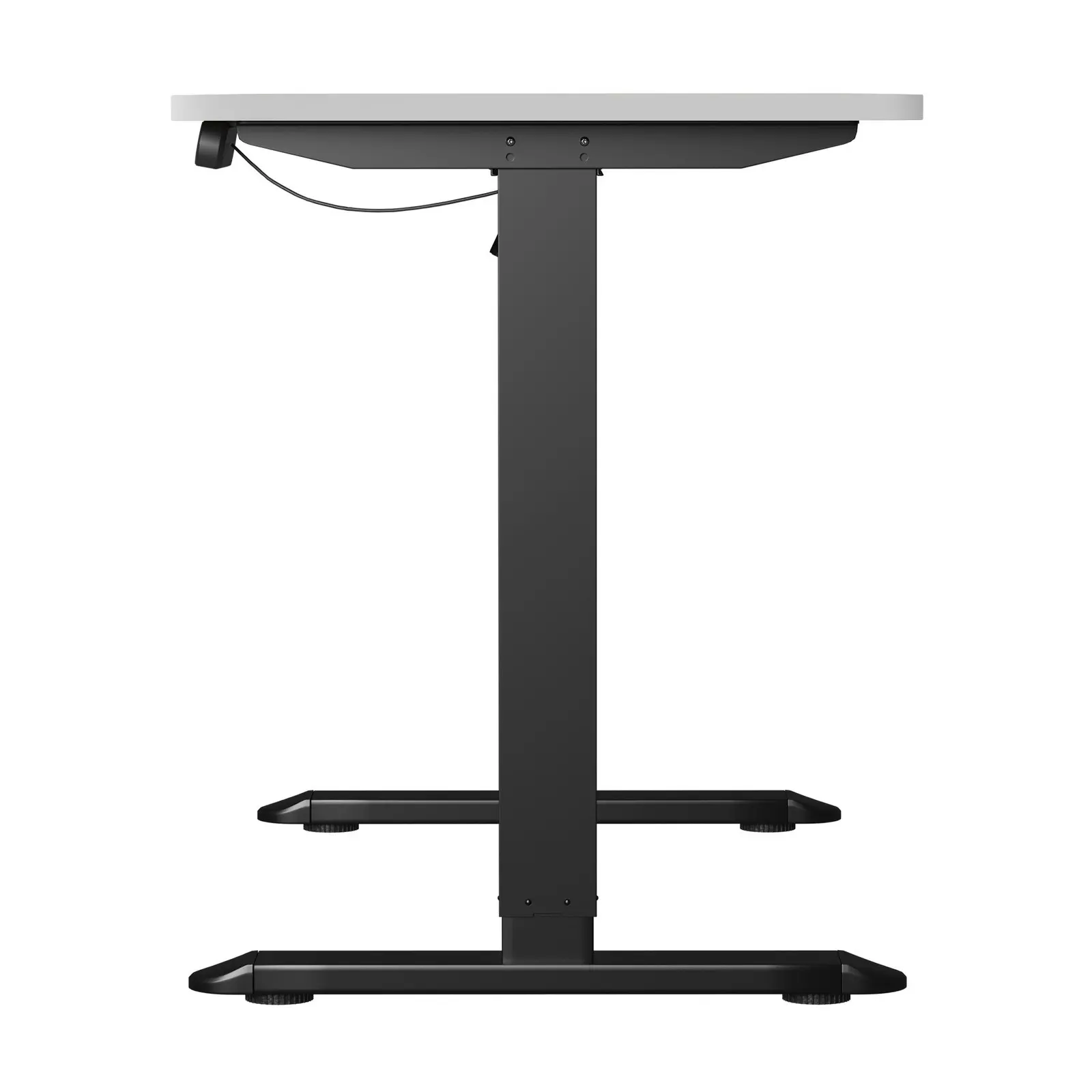 Oikiture 120CM Electric Standing Desk Single Motor Black Frame White Tabletop