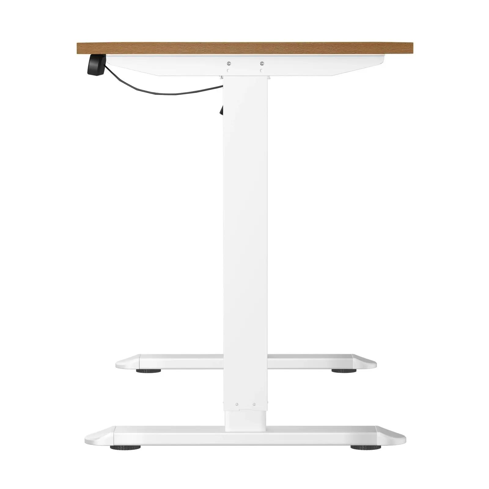 Oikiture 120CM Electric Standing Desk Single Motor White Frame OAK Tabletop