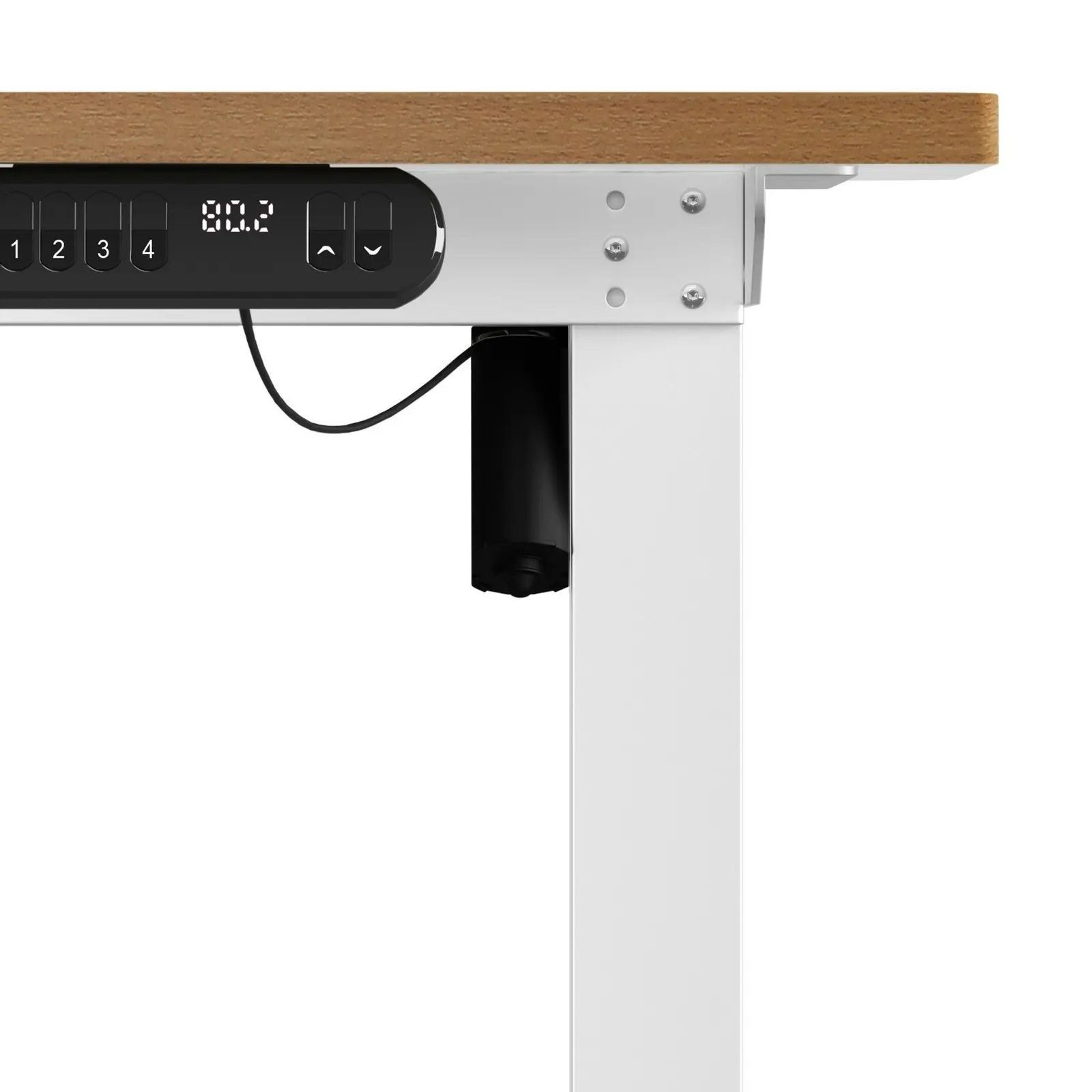 Oikiture 120CM Electric Standing Desk Single Motor White Frame OAK Tabletop