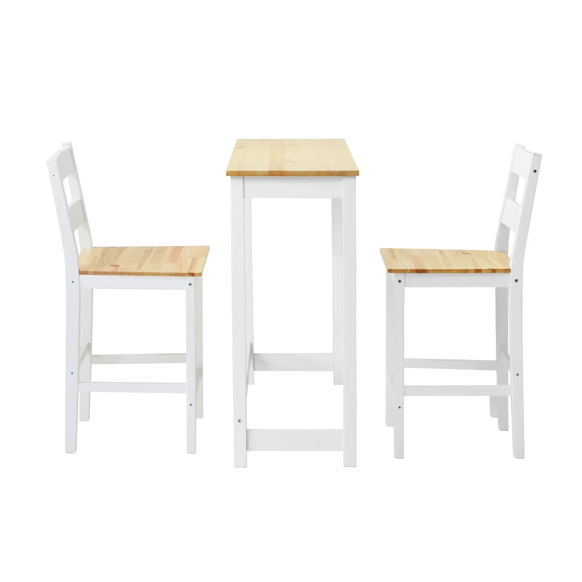 Oikiture 3PCS Bar Table Set 2 Stools Chairs Kitchen Dining Breakfast Cafe Tables