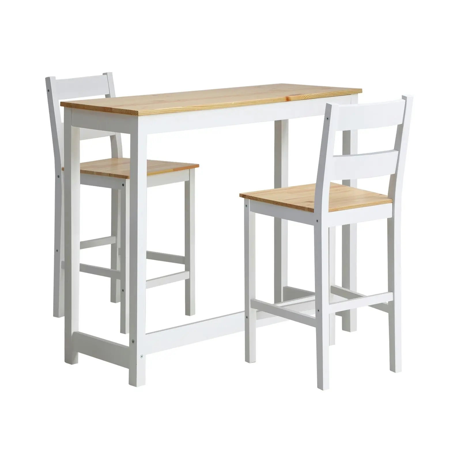 Oikiture 3PCS Bar Table Set 2 Stools Chairs Kitchen Dining Breakfast Cafe Tables