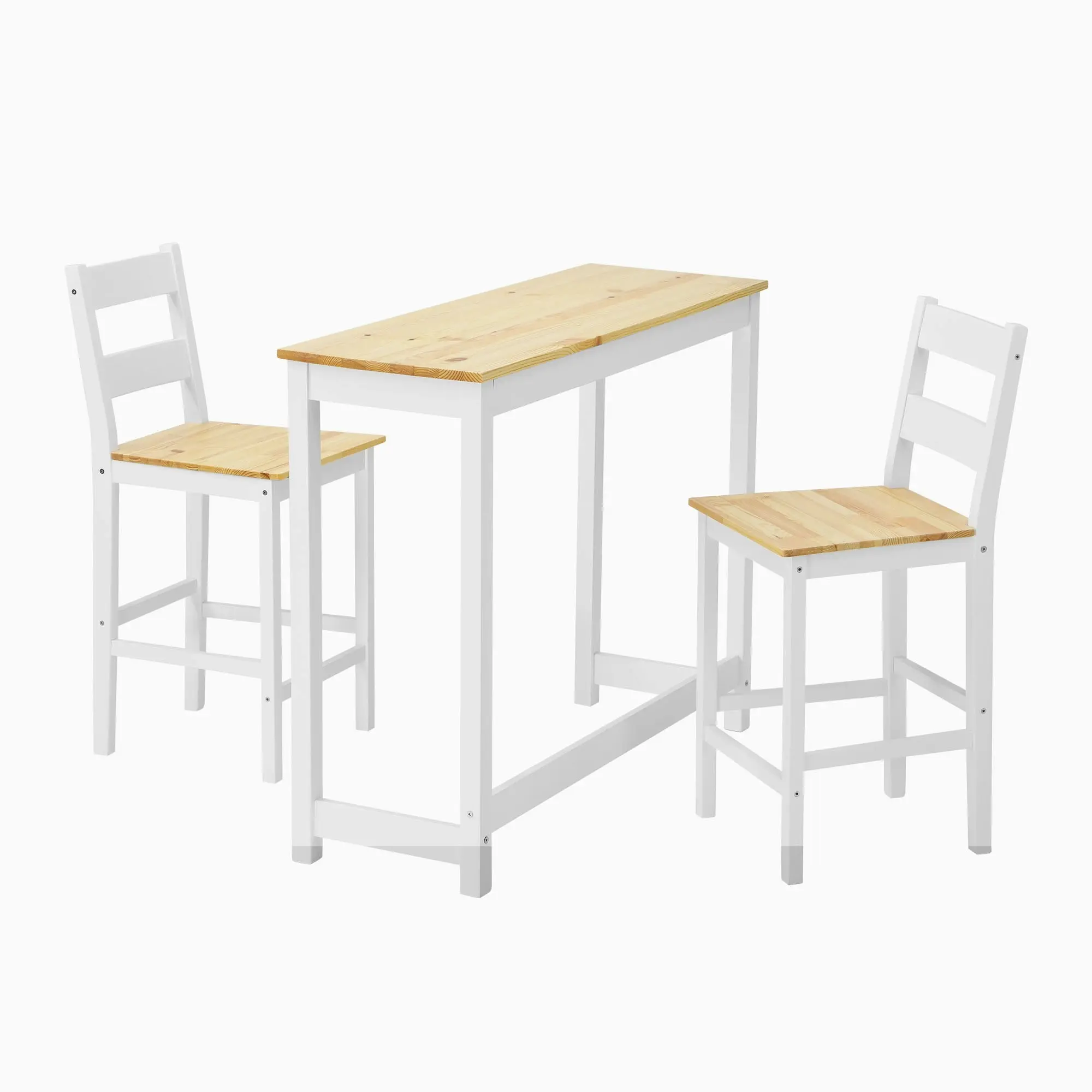 Oikiture 3PCS Bar Table Set 2 Stools Chairs Kitchen Dining Breakfast Cafe Tables