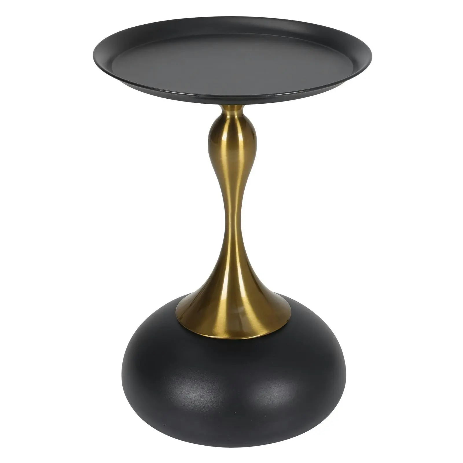 Oikiture Coffee Side Table Bedside Sofa Tea End Tables Round Metal Black