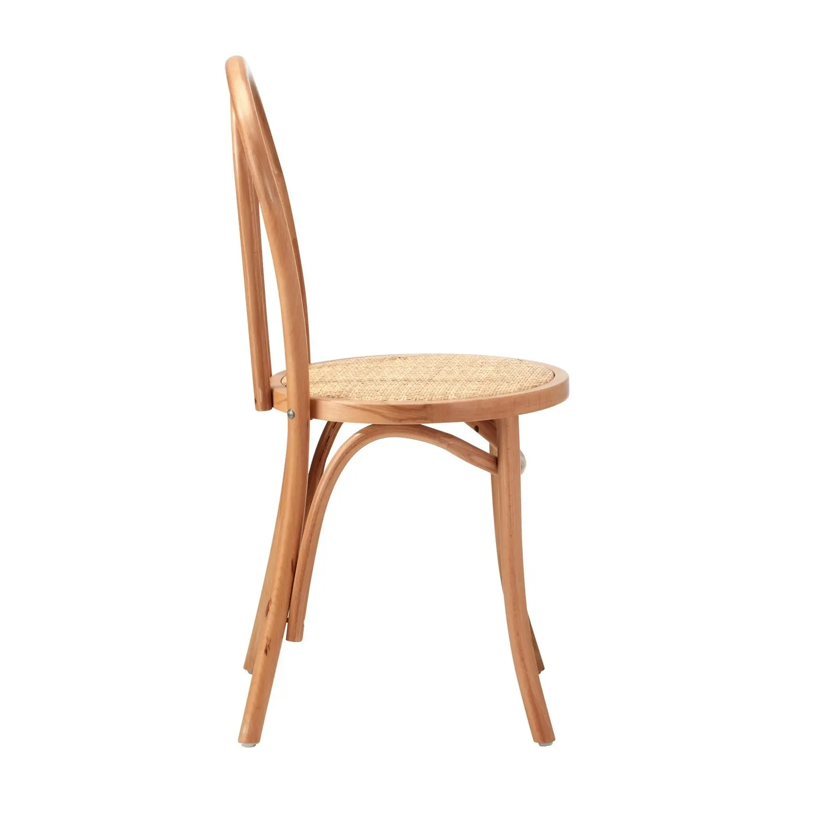 Oikiture 2PCS Dining Chair Solid Wooden Chairs Ratan Seat Beige