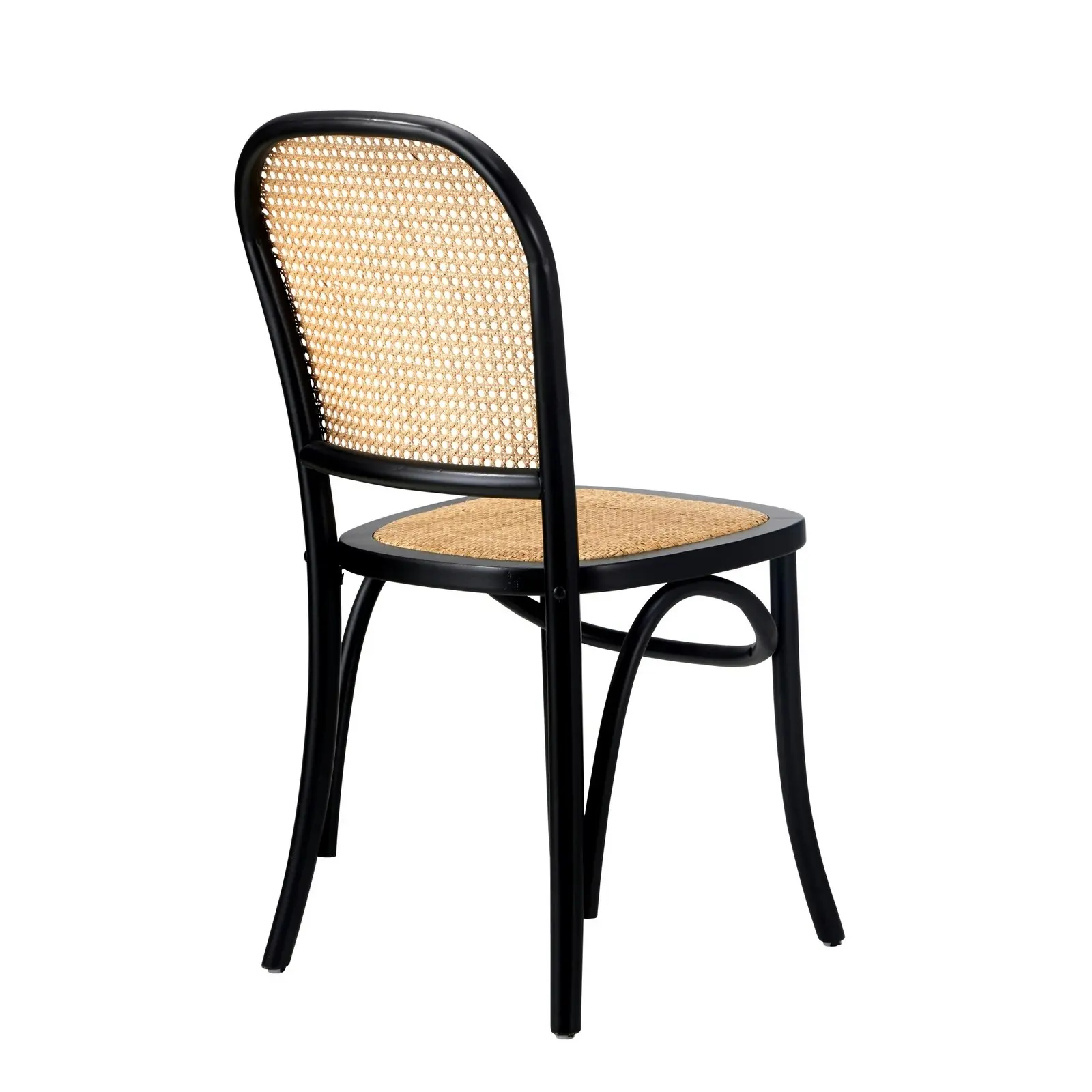 Oikiture 2PCS Dining Chairs Wooden Chairs Rattan Accent Chair Black