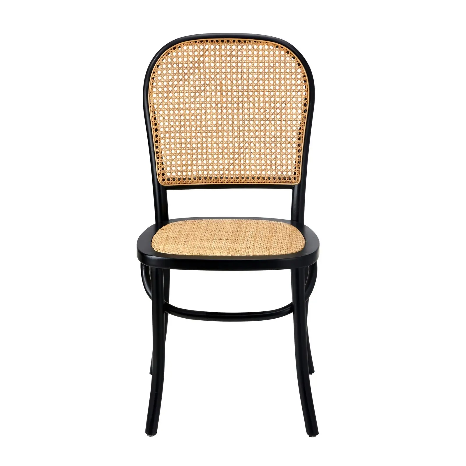 Oikiture 2PCS Dining Chairs Wooden Chairs Rattan Accent Chair Black