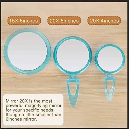 20X Magnifying Hand Mirror Two Sided Use for Makeup Application, Tweezing, and Blackhead/Blemish Removal (12,5 cm Black)