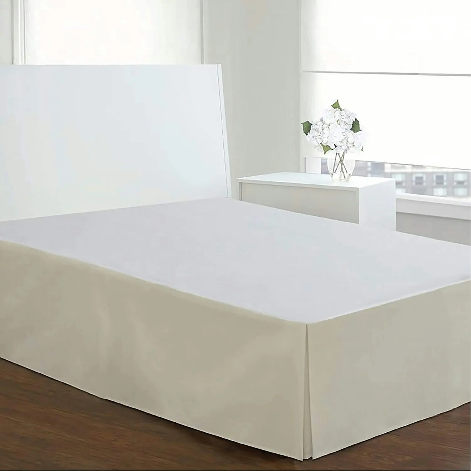 Bedding Tailored Bed Skirt, 36 cm Drop Pleated Styling Queen Ivory