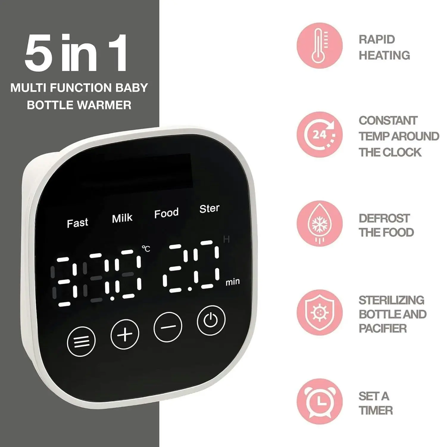 5in1 Baby Bottle Warmer Smart Accurate Temp Control