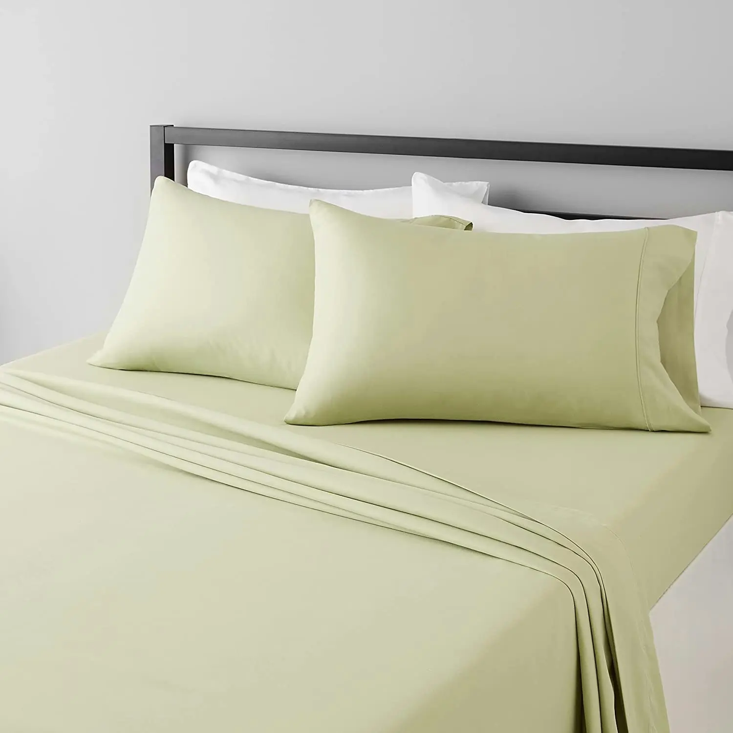 King Bed Sheet Set Microfiber Lightweight Super Soft Easy Care, 36 cm Deep Pockets Celadon Green