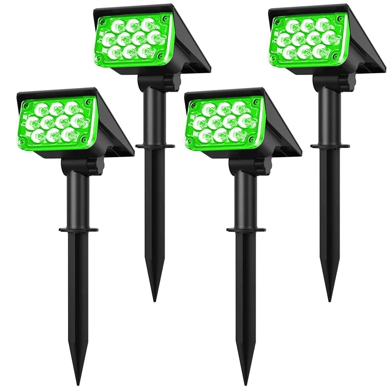 4-Pack Solar Landscape Spot Lights, Green Outdoor Garden Tree Light, IP65 Waterproof Solar Powered