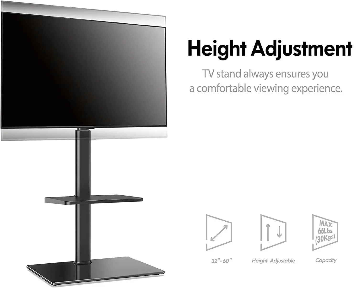 TV Stand with Mount for 32 to 60 inch (Black)