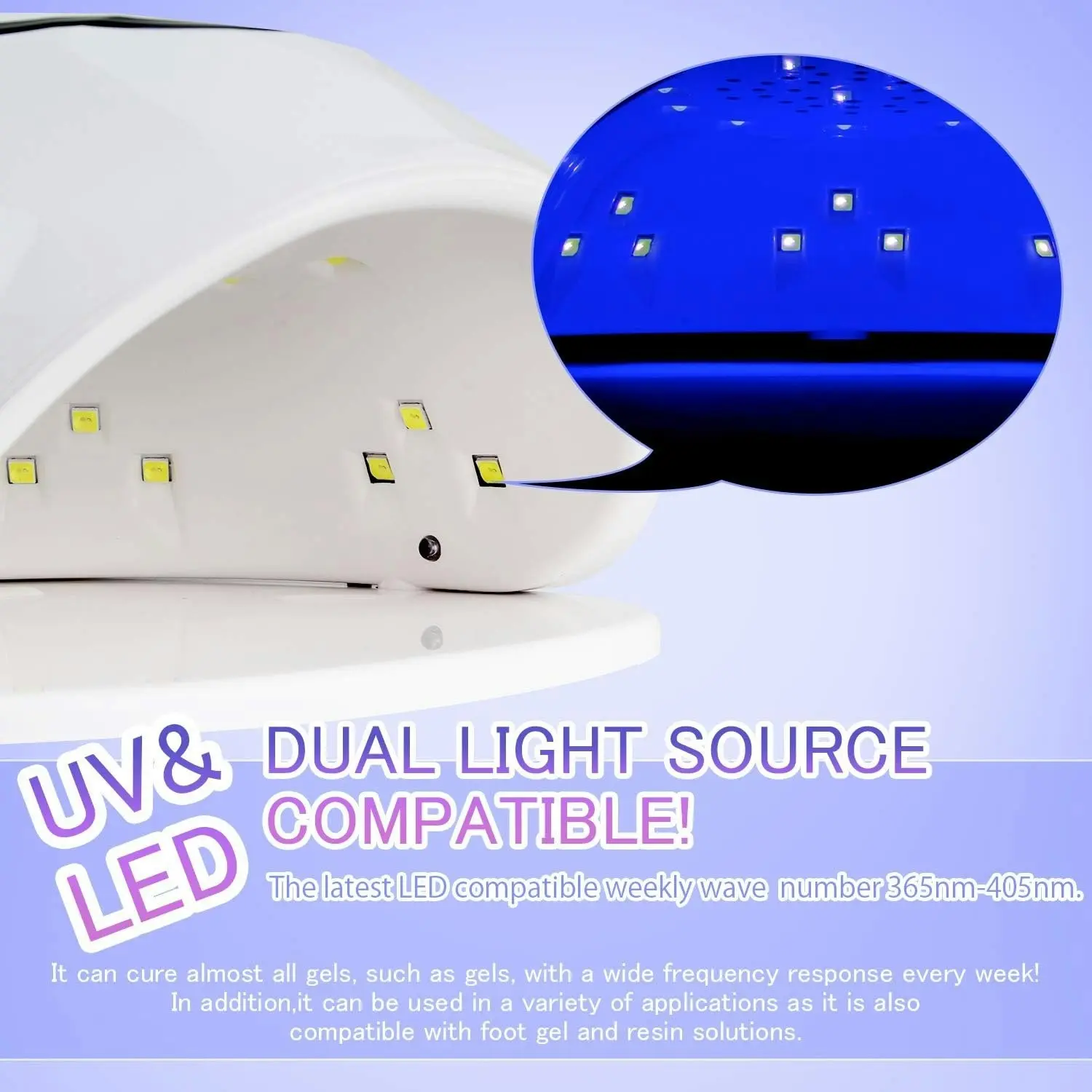 72W LED Nail Lamp for Gel Polish, 24 UV LED, 4 Timers, Auto Sensor