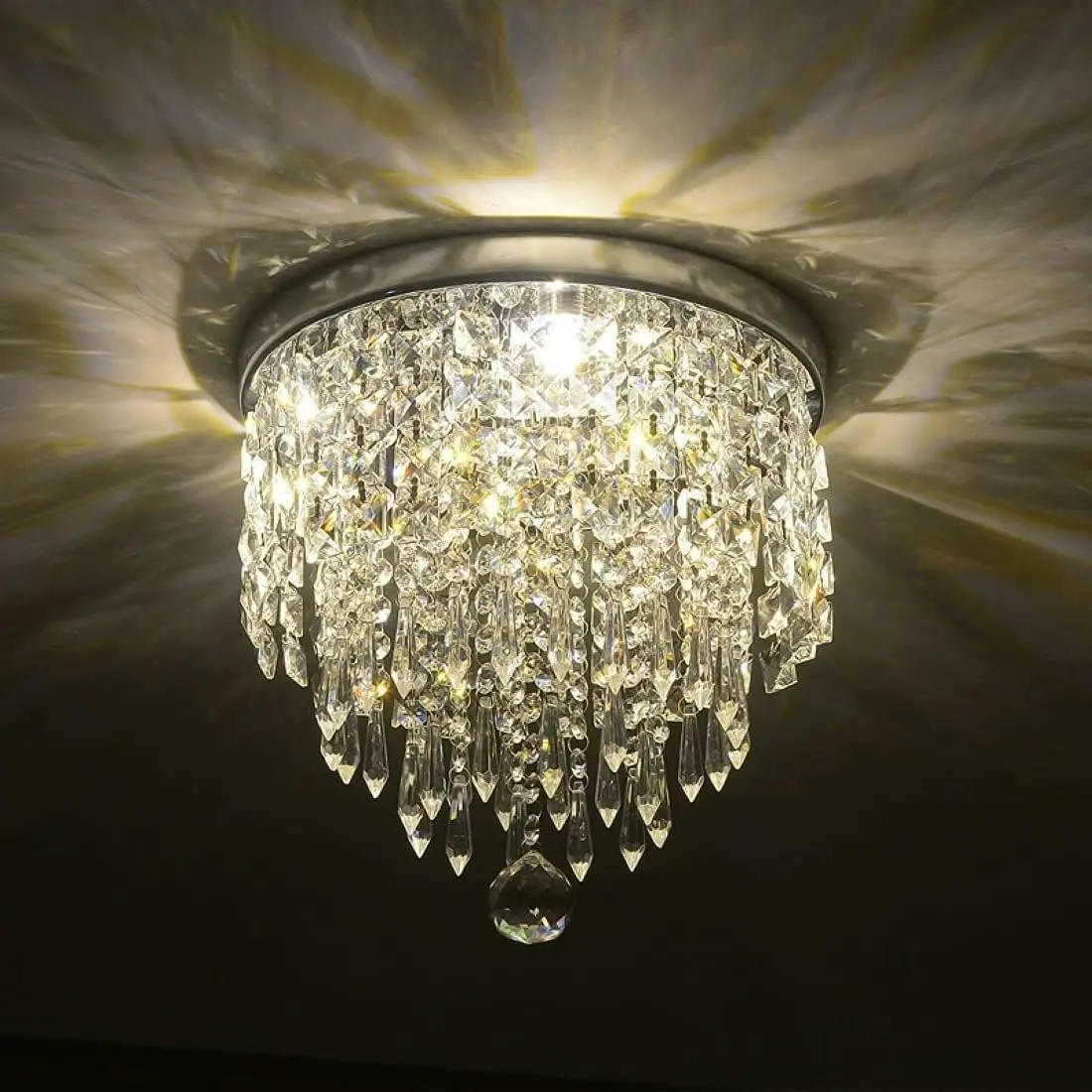 Modern Crystal Chandelier 3 Lights, H24cm x W25cm, Bedroom Hallway Bar